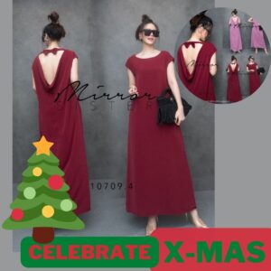 (ธีม X-Mas) XM v2 BowdivA Finale Dress สวยแซ่บๆ เดรสยาว แม็กซี่เดรส ทรงเบสิค ซ่อนความแซ่บด้านหลัง เดรสเว้าหลัง