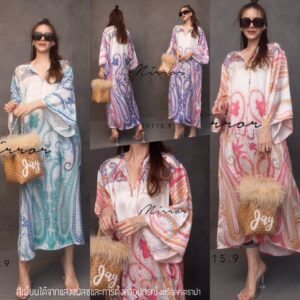 BohemiaN IndiaNy PaisleY DreSs เดรสทรงหลวม ผ้าลายเพสลีย์ สไตล์โบฮีเมียน สาวยิปซี สวยเก๋ ช่วงแขนบาน คอมีเชือกผูก ใส่สบายๆ