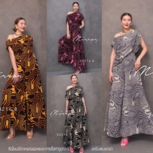 GP SwirL SeT ChiC eVerY MinuTE ชุดเซ็ท เสื้อกางเกง เสื้้อไหล่ตกกางเกงบานพริ้ว ชุดเซ็ต เซ็ตสองชิ้น ลาย SwiRL