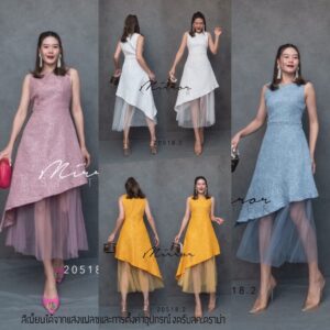 LX LuxurY SuiTe SlopE Asym DreSS เดรสแขนกุด เดรสผ้าทอลาย ดอกนูน ผ้ามี texture สวยเก๋ เดรสชายเฉียง ดีไซน์ชายเฉลียง