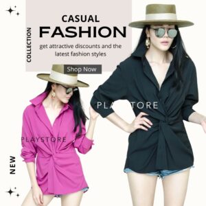 v2 InfinitY Smart WomeN witH Draped Shirt top เสื้อเชิ้ตทรงเก๋ สวยสมาร์ท โดดเด่นที่ช่วงเอวจับเดรปม้วน ผ้าใส่สบายไม่ยับ
