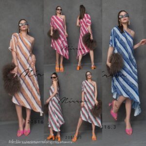 Di-oR One Shoulder AsyM Slope PleaT Dress สวยแซ่บบ เดรสอัดพลีท ผ้าพลีทพิมพ์ลาย Di-OR เดรสลายริ้ว ชายเฉียง เดรสแซ่บๆ