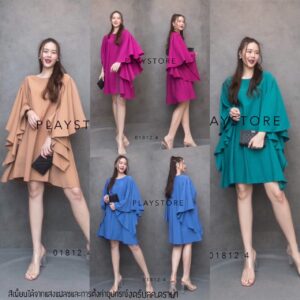 Butterfly iN FreeDoM LanD ฟรีไซส์สาวอวบใส่ได้ เดรสคุณนาย เดรสแขนระบายฟู่ฟ่า ผ้าดีมีน้ำหนักทรงปล่อยเก๋ๆ อำพรางสัดส่วน