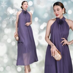 (นางแบบ ใส่ ชุด ขาย) ROSE FloweR Maxi DReSS เดรสแขนกุด สุดเก๋ มาพร้อมเข็มกลัดดอกไม้ ถอดได้ ติดตรงเดรสหรือช่วงอกก้อได้