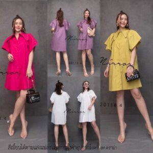 MiniDreSS EcO CutE SweeT LacE DreSS มินิเดรส สุดคิ้ว เดรสแขนระบาย เดรสกระดุมผ่าหน้า เดรสเชิ้ต ปกเก๋ เดรสหวานๆ