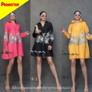 (PROMOTION) FW FloweR BlooM On Your DaY DreSs เดรสสั้นลายดอก เดรสเชิ้ต เดรสพิมพ์ลายดอกไม้ สวยหวาน เดรสคอปก