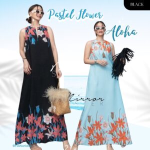 (MegaSALE) V3 Pastel FloweR in the Morning Aloha Maxi DreSS เดรสยาวแขนกุด ลายดอกไม้สวยหวาน ลายดอกลายเชิงเก๋ๆ คอวีผ่า