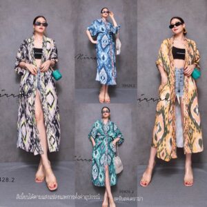 VC Moroccan Kaftan Long ToP เสื้อคลุมตัวยาว สไตล์โมรอคโค สไตล์โบฮีเมียน เบาๆ เสื้อคลุมลายเก๋ แขนยาวจั้ม ใส่แบบเปิด