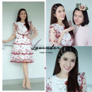 แบบแม่แอฟ Val Heart Set ป้าย Lavender แบบแม่แอฟ ชุดเซ็ตเสื้อกระโปรง งานปักน้อนนก หัวใจสุดเก๋