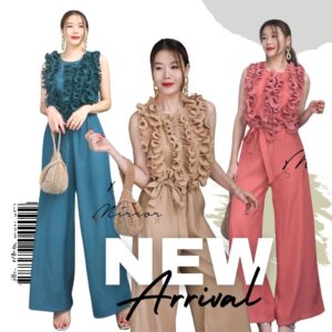 (นางแบบ ใส่ ชุด ขาย) Ellie Yurakujo Ruffle Jumpsuit จั้มสูท สวยโดดเด่น เก๋ไม่ซ้ำใคร ช่วงอกระบายเป็นคลื่น