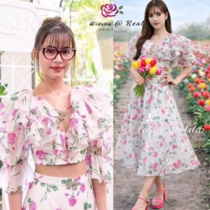 (ป้าย widelia real) SRS Inspired Luxury Set เซ็ตเสื้อแขนพอง กระโปรงยาวสุดหรู ลุคคุณหนู ไฮโซ ใส่แล้วดูแพงทันที