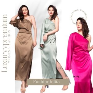 SinglE ShouldeR Luxury SatiN DreSS เดรสซาติน เดรสไหล่เดี่ยว เดรสซิลค์ซาติน ผ้าเงาสวยลุคชูสุดเก๋ เดรสสวยแซบ ดีเทลเริ่ด