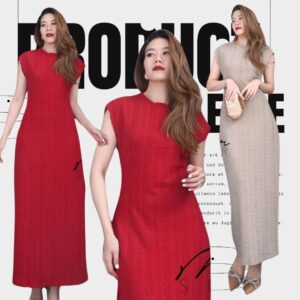 v2 Confidential Slender Maxi Dress เดรสสวยเฉี่ยว เดรสหุ่นเพรียว แม็กซี่เดรสยาวผ้ายืด เนื้อผ้าลายนูน มีtexture
