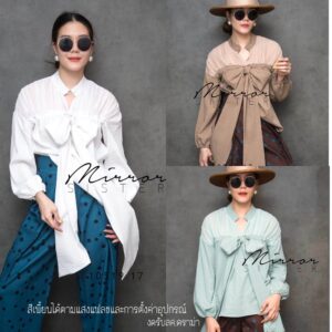 Mirror Sister (PROMOTION) V2 Grande Bow Blouse เสื้อซีทรู ช่วงอก เสื้อโบใหญ่ ดีเทลเก๋สุดปัง ใส่สบาย ทรงสวย แมชง่าย งานดี