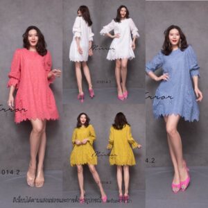 SW Dolly DoLL CuTE DreSS เดรสผ้าลูกไม้ฉลุ เดรสลูกไม้แขนจั้ม เดรสสั้นดีเทลน่รัก สะโพกคัตติ้งแต่งพอง ชายกระโปรงหยักๆ