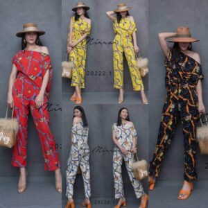 CH V1 LiNkagE RopE ChiLL ouT DatE SeT ชุดเซ็ท เซ็ตลายโซ่เชือกต๊าซมากแม่ เซ็ทเสื้อไหล่ตก มาพร้อม กางเกงขาเบิ้ล