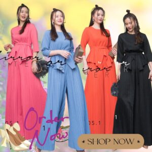LX สุดคุ้มใส่แยกชิ้นได้ v1 Complete Look with pleat SET ชุดคุณนาย เซ็ตเสื้อกางเกงขาบาน ชุดเซ็ท เสื้อกางเกงขาบาน