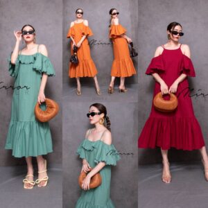 (นางแบบ ใส่ ชุด ขาย) Sweetest ThiNg Shoulder-off Dress เดรสสายเดี่ยวเว้าไหล่ ดีเทลหวานซ่อนเปรี้ยว ขอบแต่งลูกไม้ระบาย