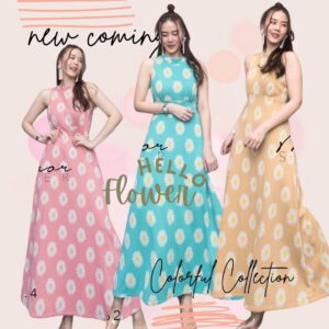 (MegaSALE ) FW V2 MillioN of DaisY Maxi DreSS เดรสยาว เดรสแขนกุด เดรสลายดอกเดซี่ ผ้าทอนิ่มยืดหยุ่น สวยเก๋