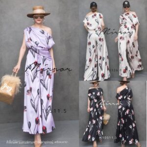 LX LuxurY TuliP Set ชุดเซ็ท เซ็ตสองชื้น ชุดเซ็ตลายทิวลิป เซ็ตเสื้อกางเกง ทรงเริ่ด เสื้อไหล่ตก กางเกงขาบาน