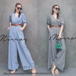 (PROMOTION) V1 OdyssEy WitH Jumpsuit & BeLt จั้มสูท จั้มสูทเรียบเก๋ จั้มสูทขายาว สวยสูงเพรียว อกไขว้ แขนพอง