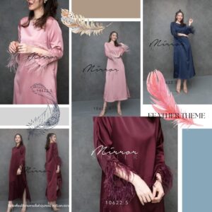 (PROMOTION) V2 Lightly FeatheR Silk satin DresS เดรสแต่งขนนก เดรสซาติน ทรงเบสิค แต่ชิคด้วยกิมมิคขนนกที่ปลายแขน