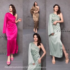 LX SinglE ShouldeR Luxury SatiN DreSS เดรสซาติน เดรสไหล่เดี่ยว เดรสซิลค์ซาติน ผ้าเงาสวยลุคชูสุดเก๋ เดรสสวยแซบ
