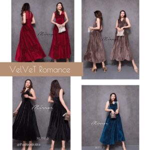 V1 Romance Velvet Maxi DreSS เดรสแขนกุด เดรสกำมะหยี่ เดรสผ้ากำมะหยี่ สุดโรแมนซ์ สวยเก๋ เดรสเซ็กซี่ เบาๆ เดรสไปงาน