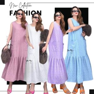 (PROMOTION) VC X Summera EMBroid Sleeveless Maxi DReSs เดรสปักฉลุ เดรสแแขนกุดตัวยาว แม็กซี่เดรสผ้าฉลุ