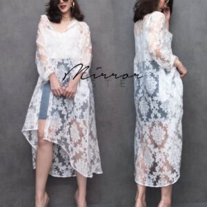 SX v2 A bit of Sexy Seethrough Long Dress Cardigan เดรสลูกไม้ เดรสซีทรู เสื้อคลุมยาว เสื้อคลุมลูกไม้ซีทรู