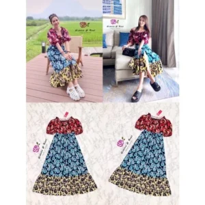 ป้าย widelia Real .( ) Bohemian Maxi dress เดรสโบฮีเมียน แม็กซี่เดรสตัวยาว แขนพองแสนสวย ตัวนี้สวยปังมาก