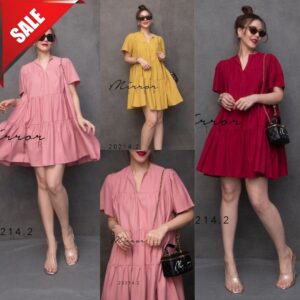 ️ ️ ️ ️ V3 CutieS KissEs DreSS เดรสต่อผ้าระบาย เดรสชั้นๆ ทรงเอบาน คอวีผ่า เดรสขนมชั้น ผ้าดีใส่สบายน่ารักๆ ทรงหลวม