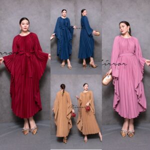 BatTreND Pleated Sleeve เดรสพลีท ทรงค้างคาว สวยดูไฮโซ งานเก๋ มีสายสอดผูกเอวได้ เพิ่มทรวดทรง งานดี ใส่ออกงานได้