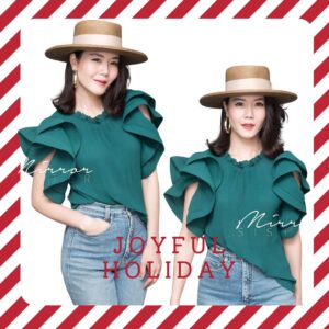 มีหลายสี งานตามหา XM Bella Bell Sleeve Pleat Top แมทช์ง่าย เสื้ออัดพลีท เสื้อพลีทแขนระบาย สุดเก๋ ช่วงแขนเด้งเพิ่ม