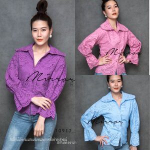 (PROMOTION) V2 Sweetest ThiNg Blouse เสื้อตัวหวาน เสื้อลูกไม้ฉลุ ปกมนสไตล์โลลิต้า ปลายแขนจั้มน่ารัก ดีเทลเก๋