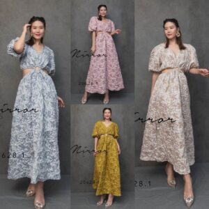 (MegaSALE) V3 Sexy StaR iN EvenT Off-Waist DresS หวานแซ่บ สวยสับ เดรสเว้าเอว ช่วงบนคอวีแขนพอง เหมือนใส่เสื้อครอป