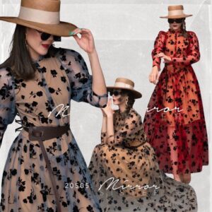 (MegaSALE) VelVeT Gypso GardeN Maxi DreSS พร้อมเข็มขัด เดรสลายดอก แขนยกเจ้าหญิง ตัวยาวผ้าซีทรู ผ้าเนื้อนุ่มไม่คัน