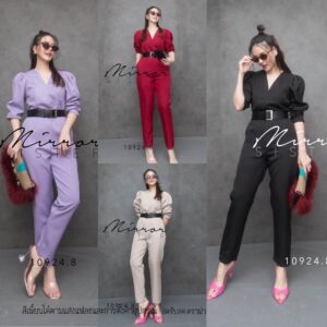 v2 SM SmarT in EveRy Pose (สีแดงใส่x-mas) เป๊ะปัง จั้มสูทสวยสง่า ดูดีทุกองศา จั้มสูทขายาว ทรงกระบอกเดฟ
