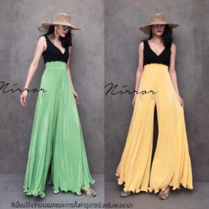 CH Chic Pleat Wide PanTs กางเกงพลีท แต่งขอบเด้ง กางเกงอัดพลีท ขาบาน สีสวยได้ใจแน่นวนเนื้อผ้าพรีเมียม สวยเกินบรรยาย