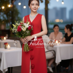 มี3สี (นางแบบ ใส่ ชุด ขาย) Many RoSeS Rosie Dress ใส่แล้วสวยสะดุดทุกสายตา! เดรสแขนกุด คอวี ทรงสวยเป๊ะ