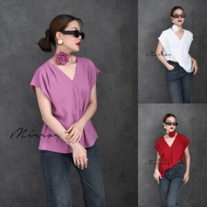 (นางแบบ ใส่ ชุด ขาย) Rose choker V Basic Top เสื้อคอวี พร้อมโชคเกอร์กุหลาบ สุดคลาสสิค มีดีเทลช่วงไหล่จับ drap