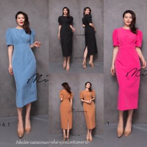 SM ClassY CeO SmarT DreSS เดรสceo เดรสทรงสอบสวยดูดี เดรสแขนพอง เดรสแขนตู๊กตาทรงสอบ เอวแต่งขอบทวิสเรียบหรู สวยมีคลาส