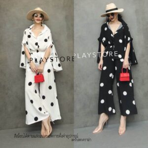 (PROMOTION) V2 CutE Minimal PolKa dot Set ชุดเซ็ท ชุดลายจุด ชุดเซ็ต เก๋ๆ เสื้อกางเกง เซ็ต2ชิ้น เสื้อผ้าลายจุดสุดชิค