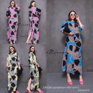 (นางแบบ ใส่ ชุด ขาย) V1 FusioN ArT and LeoPaRD in JunglE Maxi DreSS เดรสยาว ลายกราฟิก ลายฟิวชั่น อาร์ตๆ กับลายเสือ