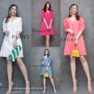 v2 Dolly DoLL FemiNinE Lace Dress เดรสสั้นผ้าลูกไม้ เนื้อผ้าฉลุ สวยหวาน แขนจับยกดูดี ใส่ได้บ่อย เดรสลูกไม้ เดรสผ้าฉลุ