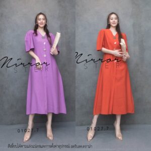 V1 Tulip Sleeve Vintage Dress ชุดเดรสแขนสั้น แขนทรงทิวลิป เดรสวินเทจ ผ้ามีน้ำหนักทรงสวยใส่สบาย