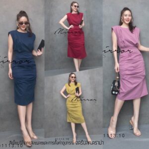 V1 SmARt ModeL DreSS เดรสดีไซน์เก๋ ไหล่จับทวิสเสริมบ่าสวยสง่า ช่วงเอวเข้ารูป แต่งจับย่นช่วงกระโปรง ผ่าหลัง