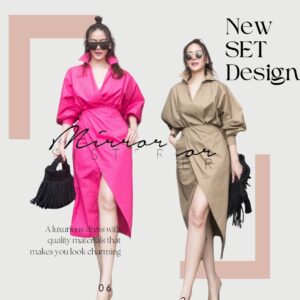 V3 ProfessionaL EleganT looK SeT เซ็ตสองชิ้น ชุดเซ็ต เสื้อกระโปรง งานเก๋ เชิ้ตไหล่สโลปแขนพอง คู่กระโปรงป้ายทบ