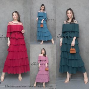SW PleatE LayeR Seethrough Maxi Dress แม็กซี่เดรส ที่รอคอย เดรสพลีท เดรสยาว ทรงปล่อย มีผ้าผูกเอว สวยหวานใส่สบาย