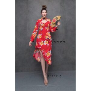 SX QipaO SabZa DresS เดรสกี่เพ้า ลายดอกเหมยสวยมาก กี่เพ้าโมเดิร์น อกเหลี่ยม เว้าอกเพิ่มความเซ็กซี่ ชายเฉียงเว้าสุดเก๋